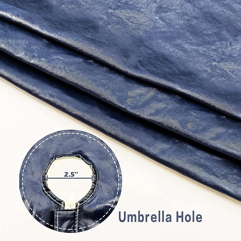 Vinyl Round Fitted Tablecloth With Umbrella Hole Table Cover With Flannel Backing Oil&Waterproof Wipeable Vibrant Colors Elastic Edge Table Cover - Dark Blue 45-56"