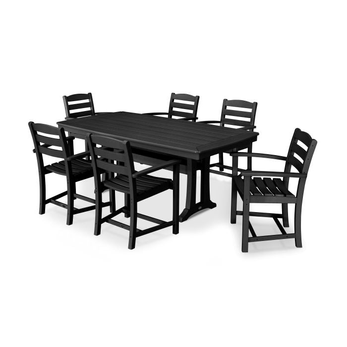 Polywood La Casa Café 7-Piece Arm Chair Dining Set with Trestle Legs PWS297-1