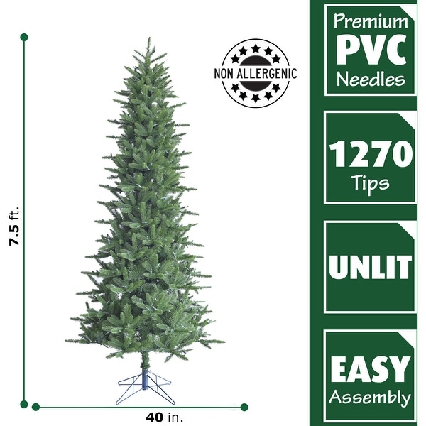 Fraser Hill Farm 7.5 Ft. Carmel Pine Slim Artificial Christmas Tree