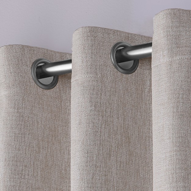 Vesta Heavy Textured Linen Woven Room Darkening Grommet Top Window Curtain Panel Pair Exclusive Home