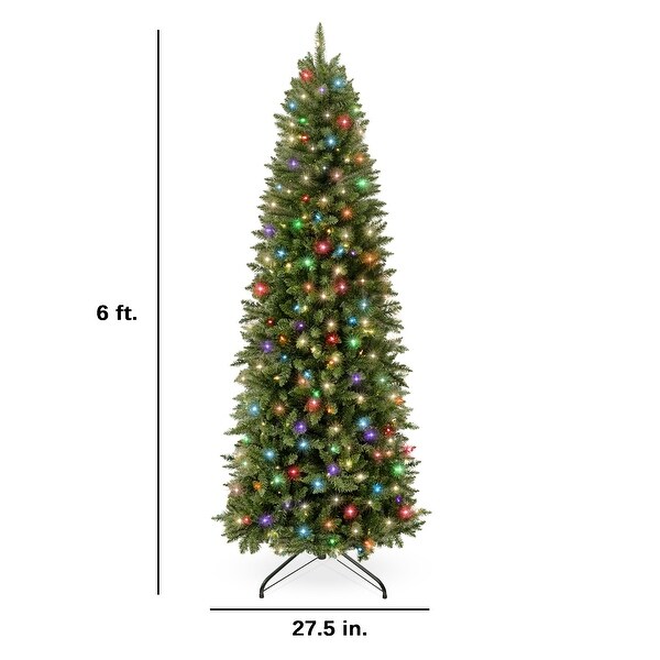 Prelit Spruce Pencil Christmas Tree w/ 2In1 LED Lights