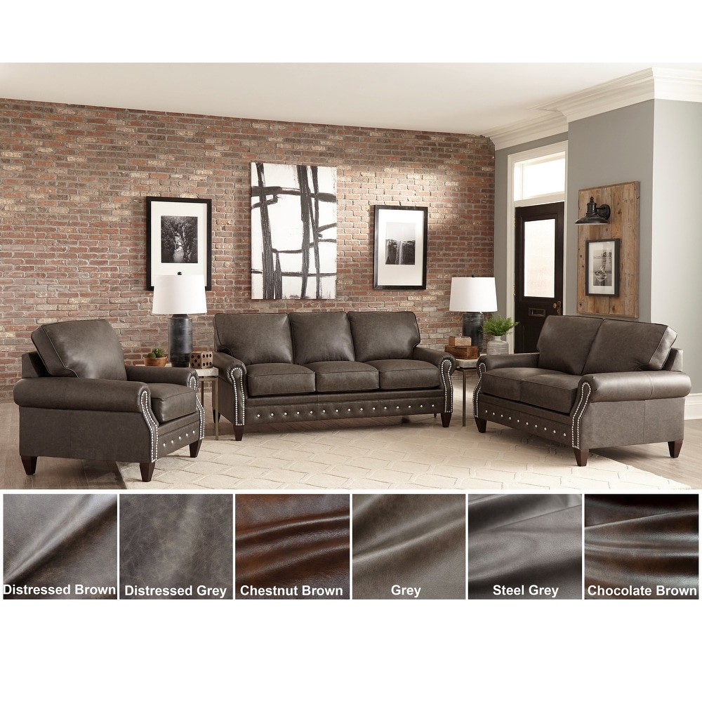 Payne Top grain Leather Sofa  Loveseat  and Chair Set