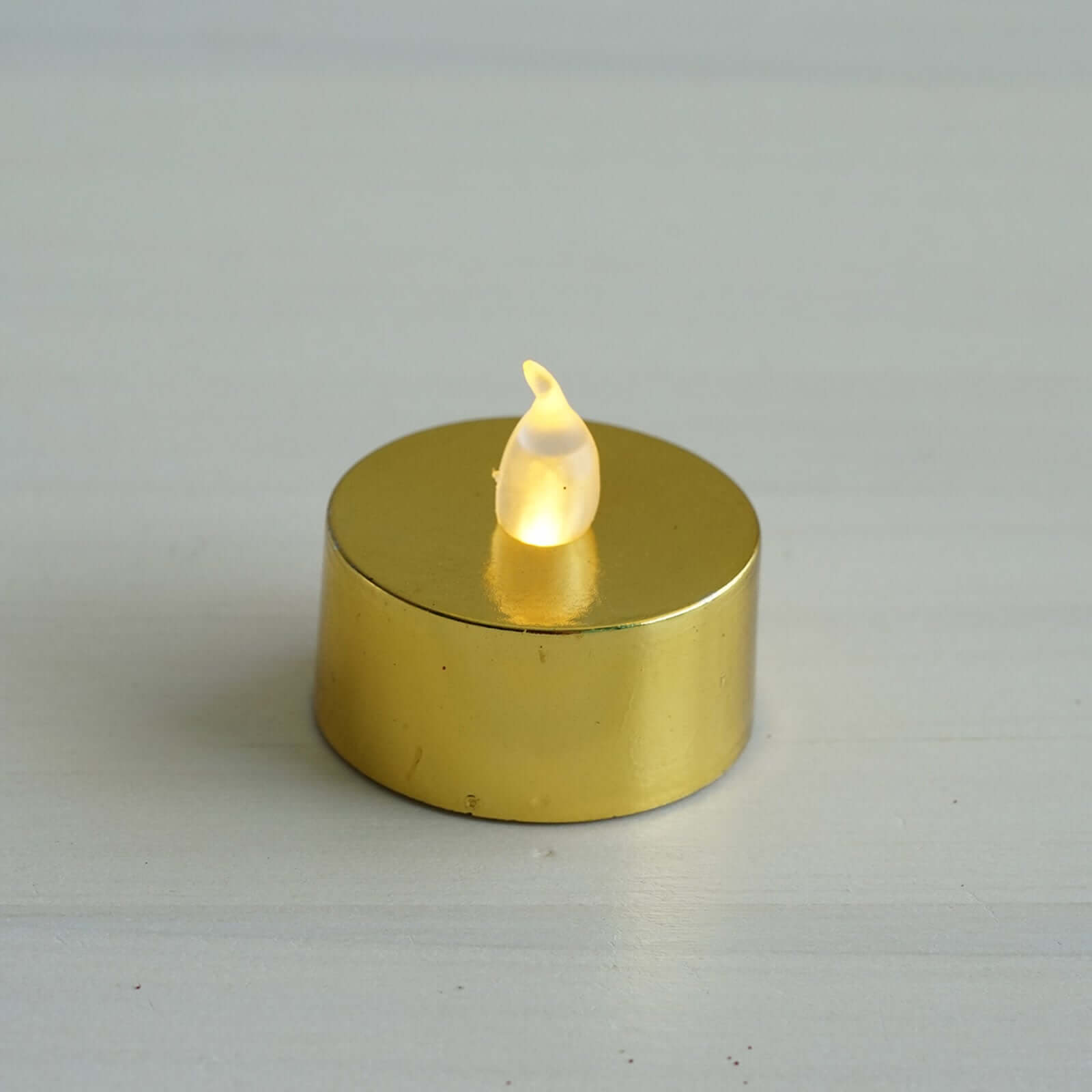 12 Pack Metallic Gold Flameless LED Tealight Candles, Battery Operated Reusable Candles