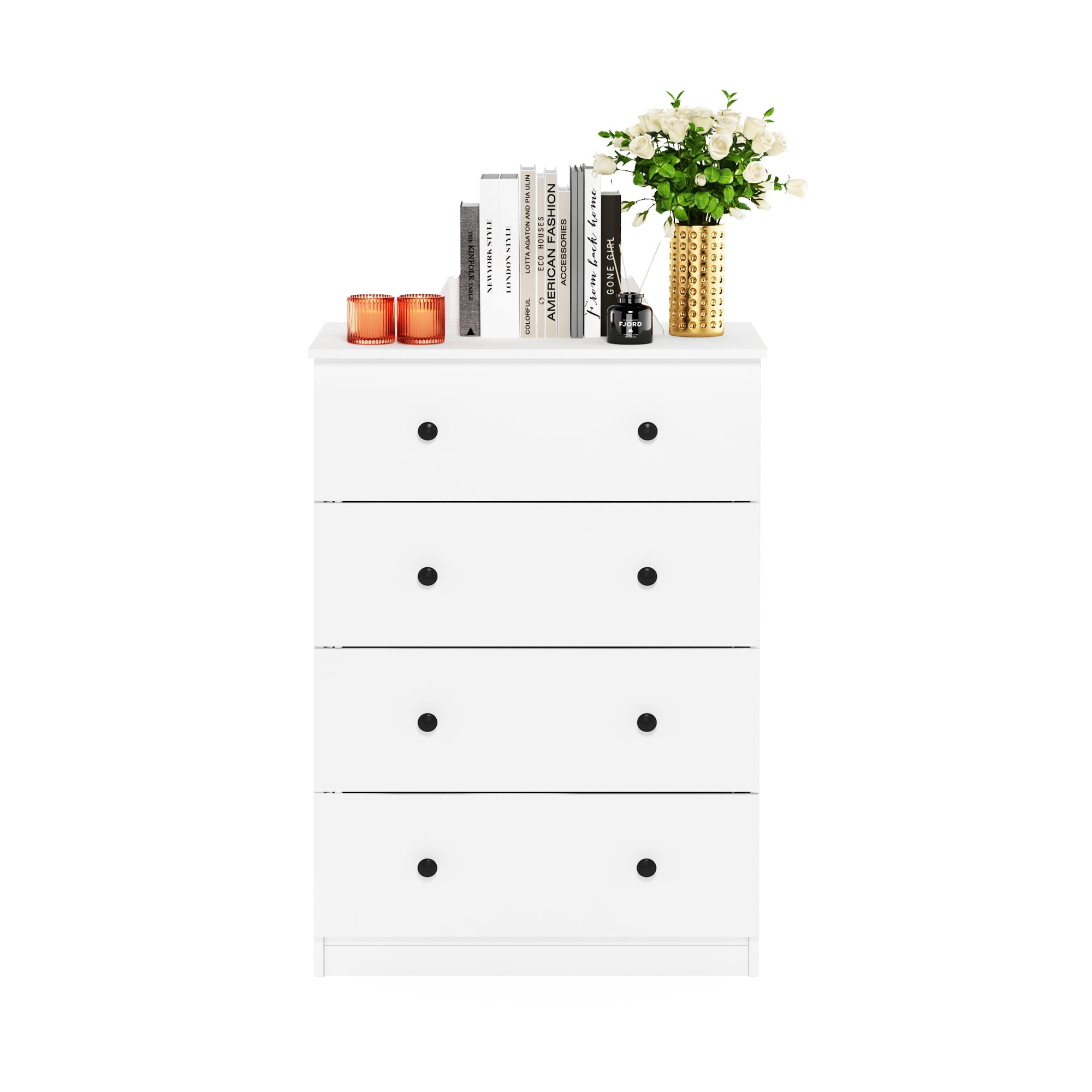 Furinno Tidur Simple Design 4-Drawer Dresser, Solid White