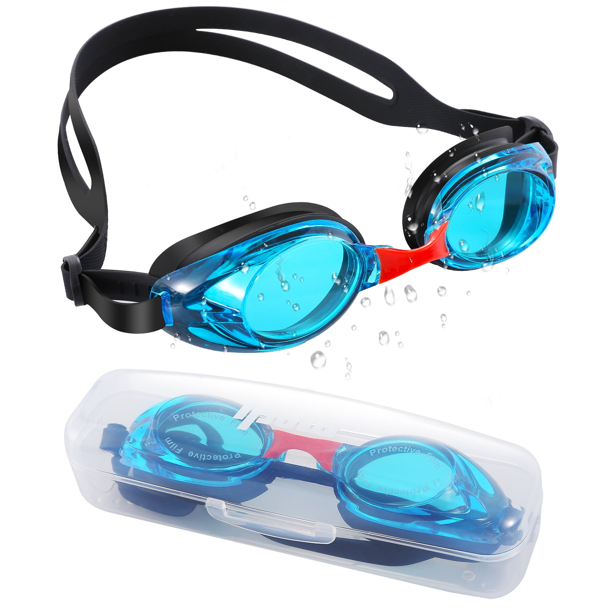 Swimming Goggles, IPOW Swim Goggles Glasses Waterproof Anti Fog UV Protection Swimming Goggles with Free Protection Case for Adults Men Women Kids Girls Boys Children Youth