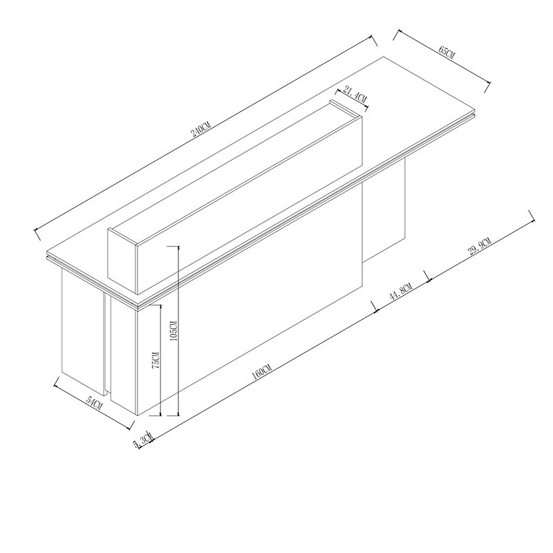 JARIN  Reception Desk 2.4M Left Panel - Carbon Grey & White Colour