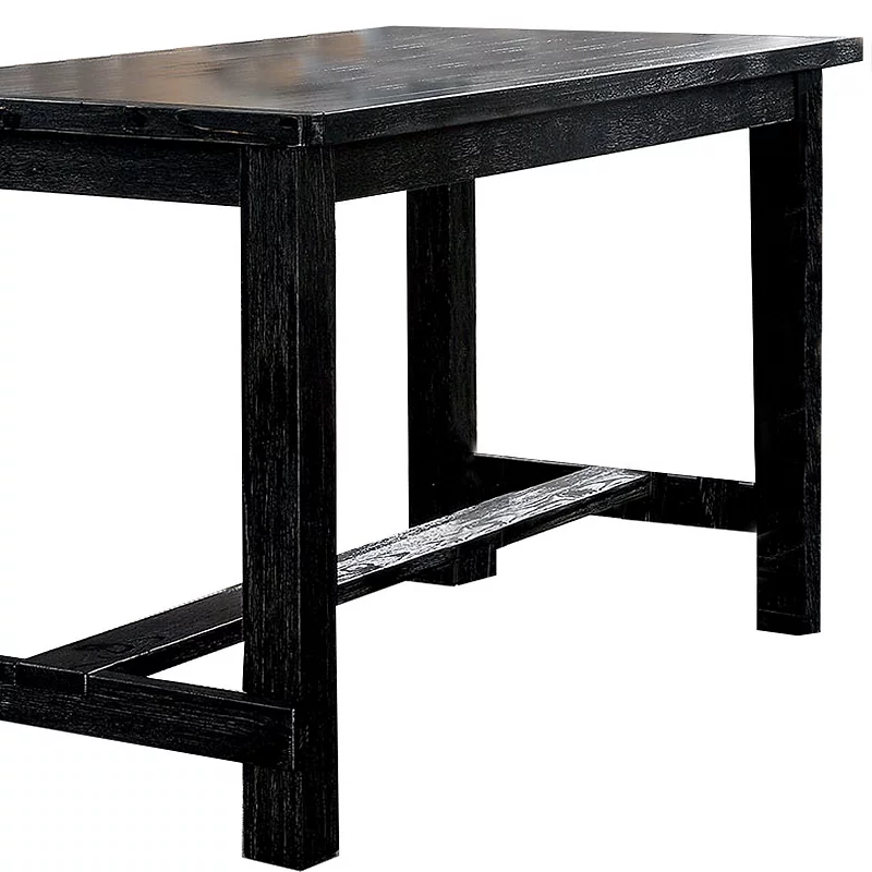 Rectangular Counter Height Table with Block Legs， Antique Black