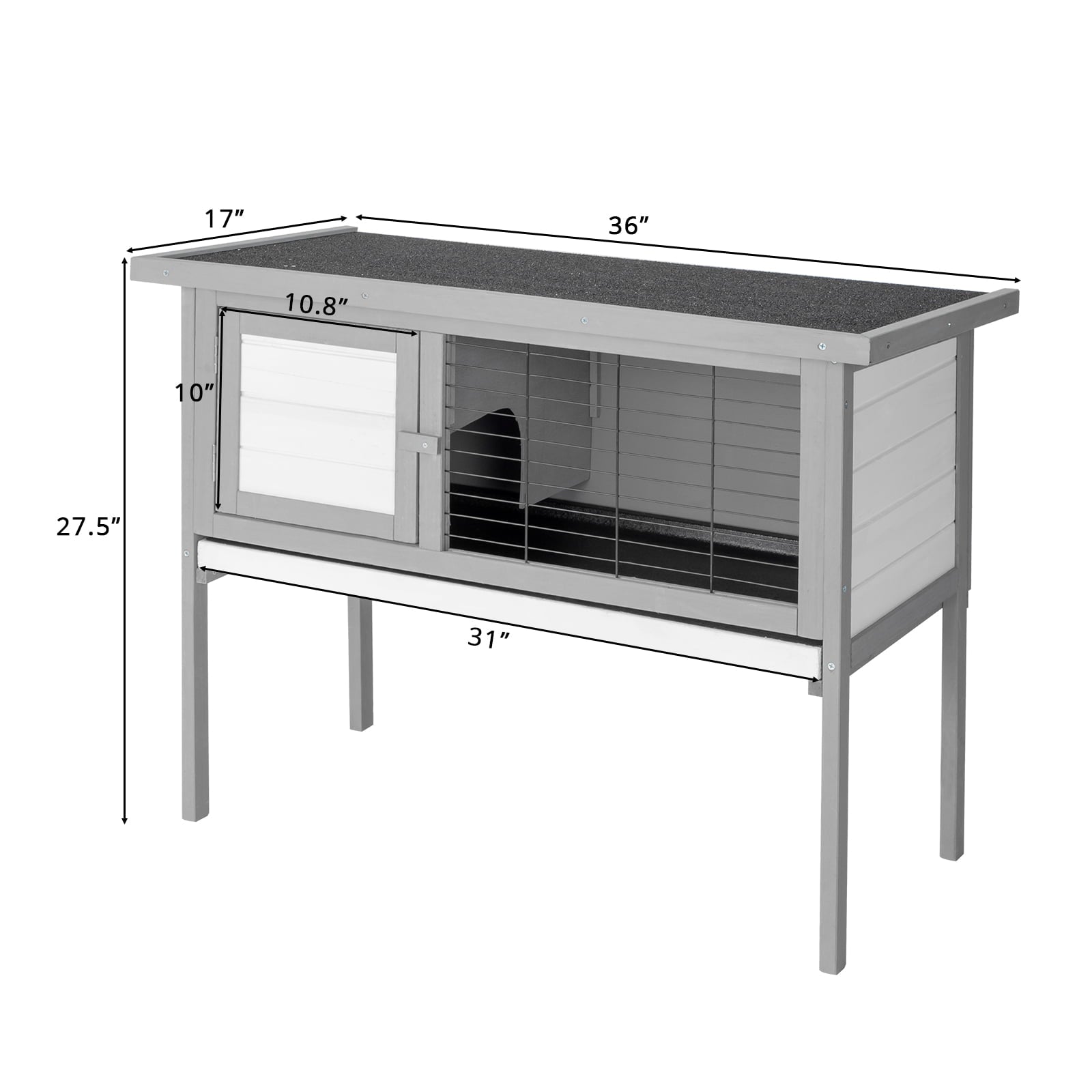 Zimtown Single Desk Wooden Chicken Coop， Waterproof Rabbit Hutch， Poultry Cage for Small Animal， Gray