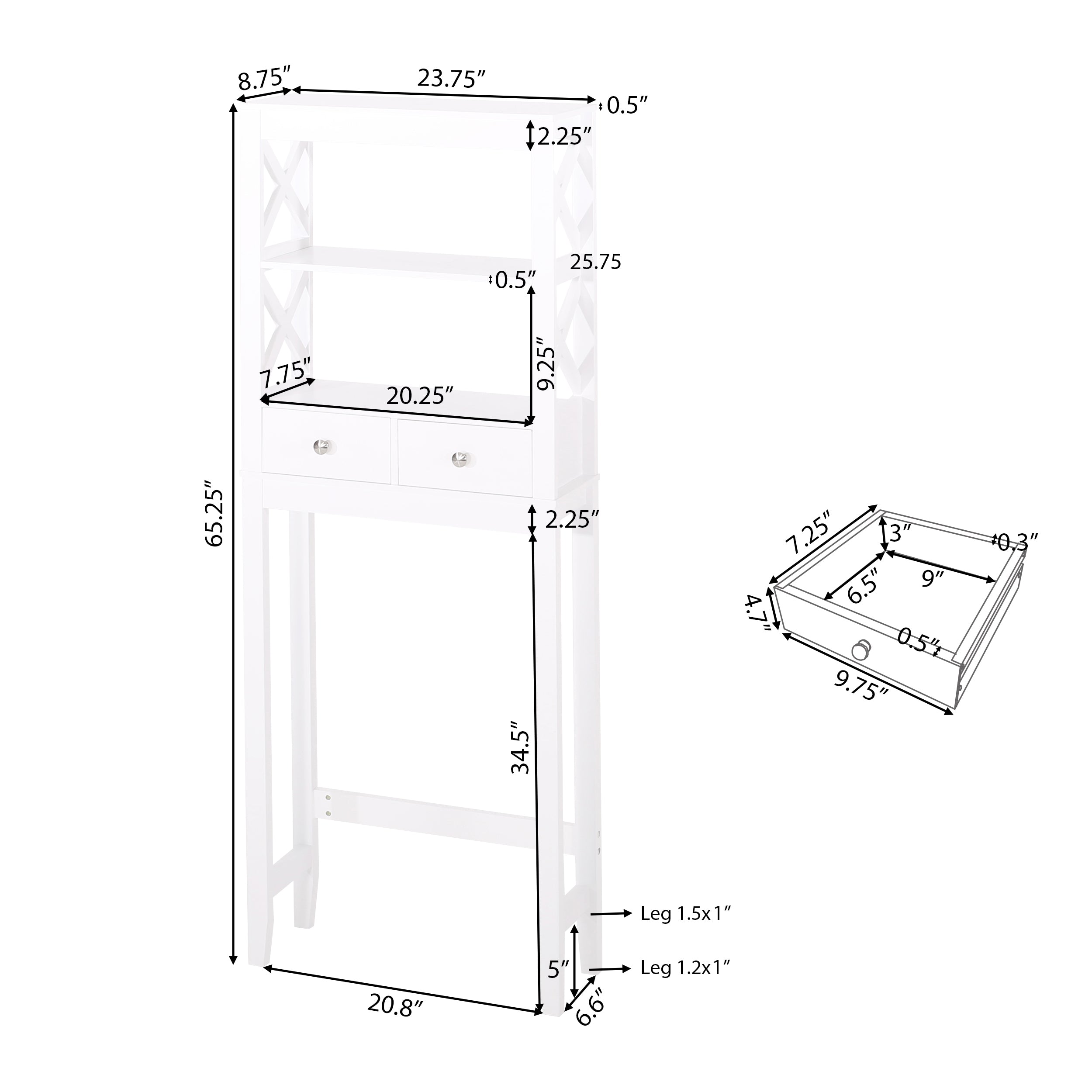 Lewis Modern Over-the-Toilet Storage Rack with Drawers