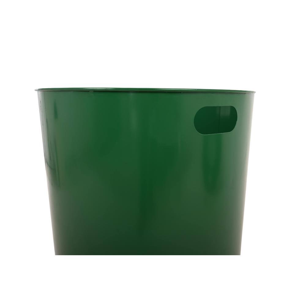 Alpine Industries 38 Gal. Green Outdoor Metal Slatted Commercial Trash Receptacle with Rain Bonnet Lid Trash Can 479-38-1-GRN-MKTCOPY