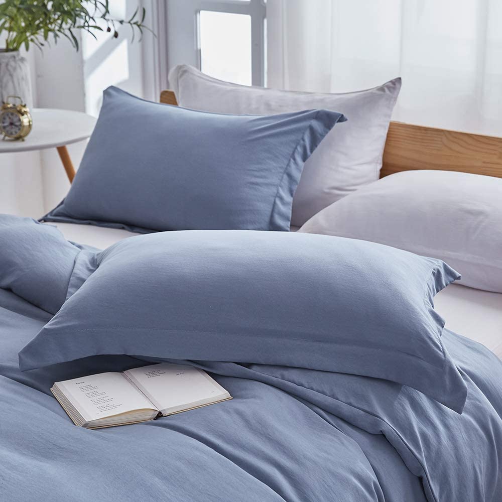 Dreaming Duvet Cover Set 100% Washed Microfiber 3 pcs Solid Color - Soft and Breathable with Zipper Closure & Corner Ties