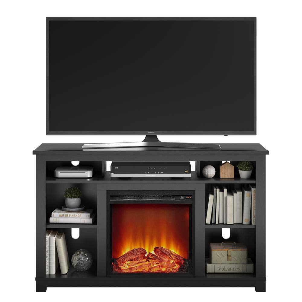 Ameriwood Home 47.6 in. Domingo in Black Electric Fireplace TV Stand for TVs up to 55 in. HD23325