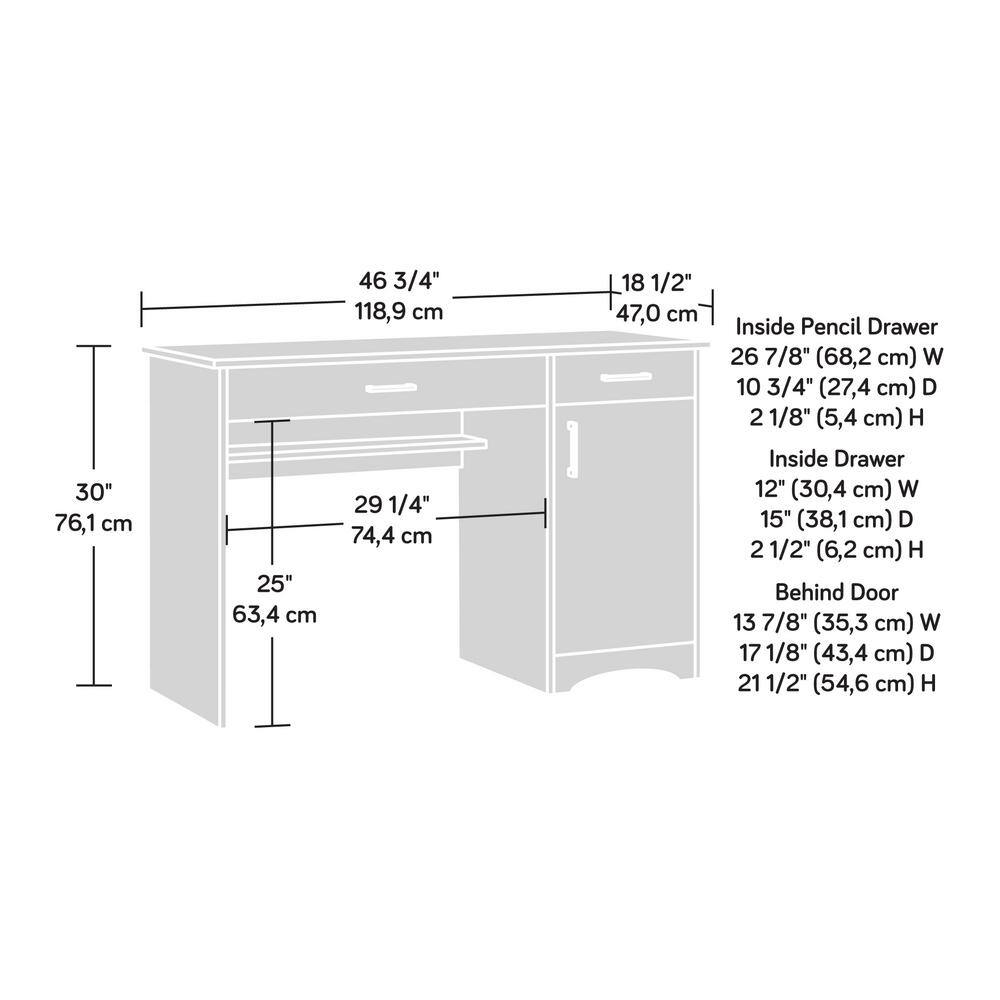 SAUDER Beginnings 46.811 in. Silver Sycamore Engineered Wood Computer Desk 428235