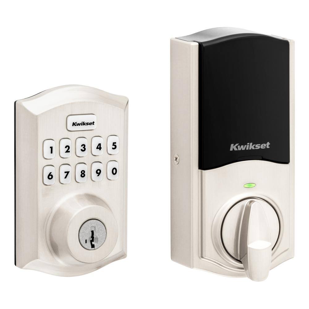 Kwikset Home Connect 620 Keypad 869 Traditional Satin Nickel Connected Smart Lock Deadbolt with Z-Wave-700 Feat SmartKey 869HC620TRZ715