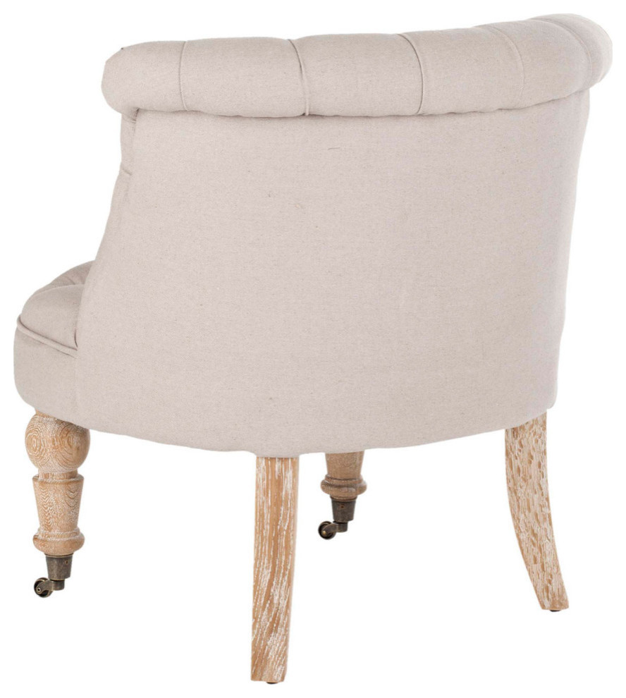 Petite Tufted Chair Taupe   Traditional   Armchairs And Accent Chairs   by AED Luxury Home Decor  Houzz