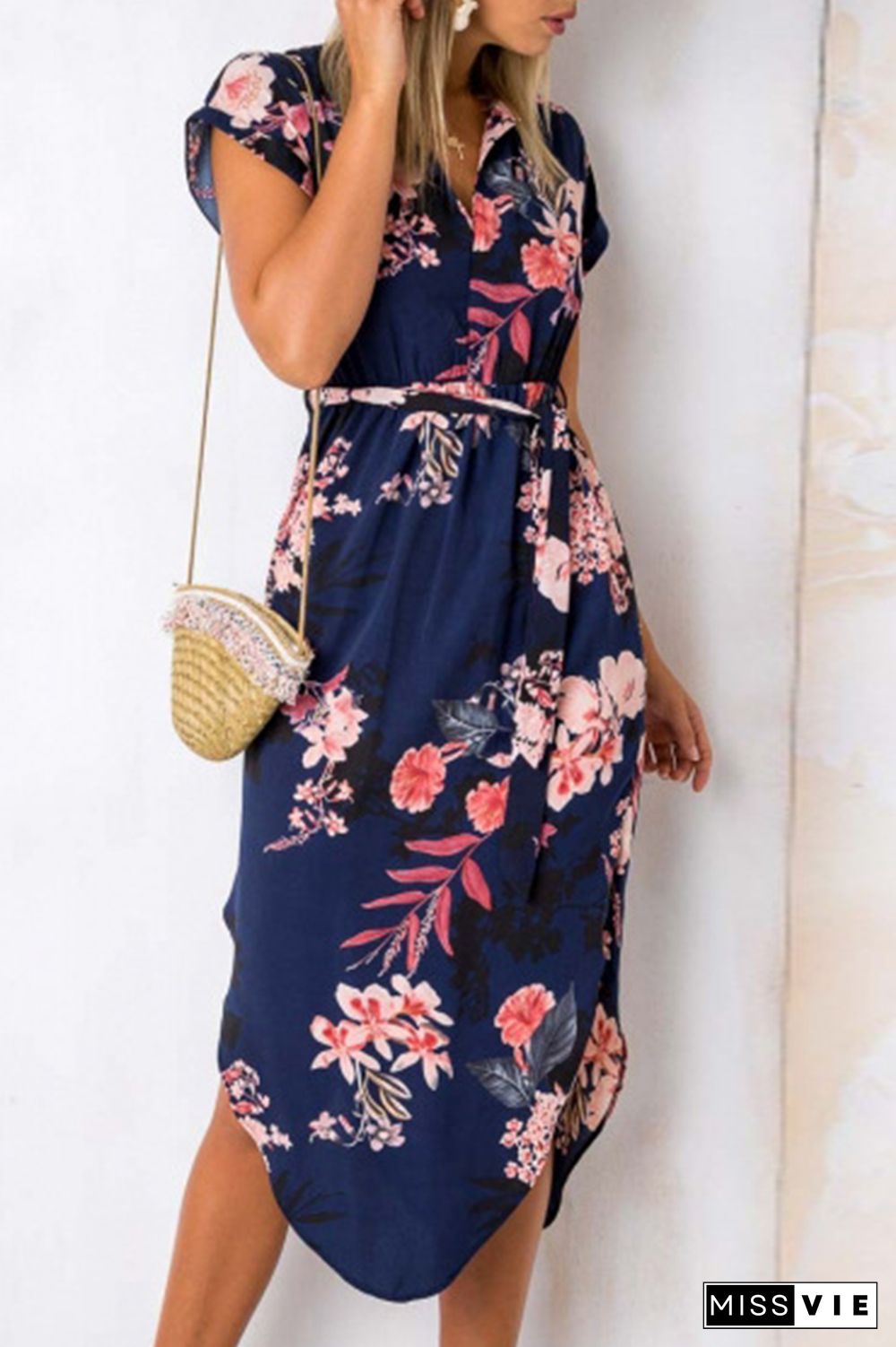 Casual Print Split Joint Irregular Dress Dresses