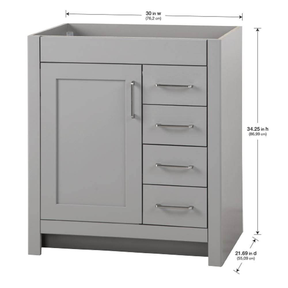 Home Decorators Collection Westcourt 30 in. W x 21.7 in. D x 34.2 in. H Bath Vanity Cabinet without Top in Sterling Gray WT30-ST