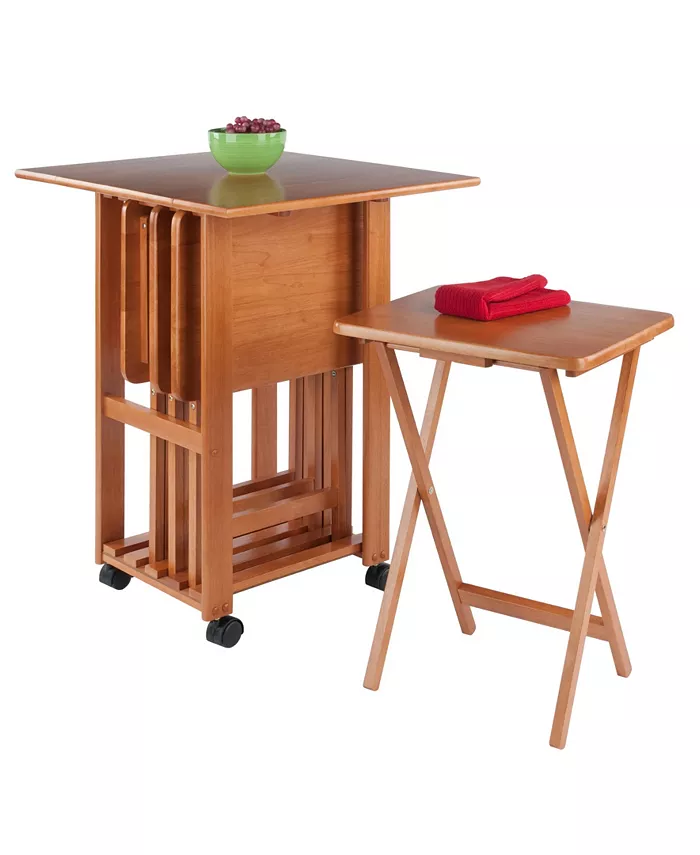 Winsome Sophia 5-Piece Wood Drop Leaf Top Snack Table Set