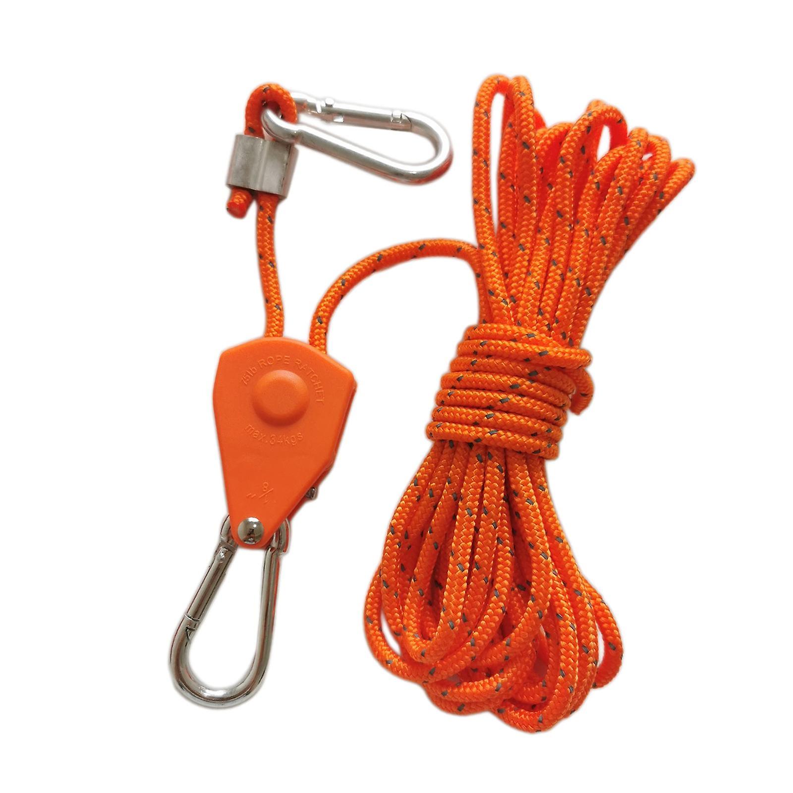 Rope Hanger Ratchet Tightener Grow Light Hangers For Outdoor Canopy Climbing 4m Orange