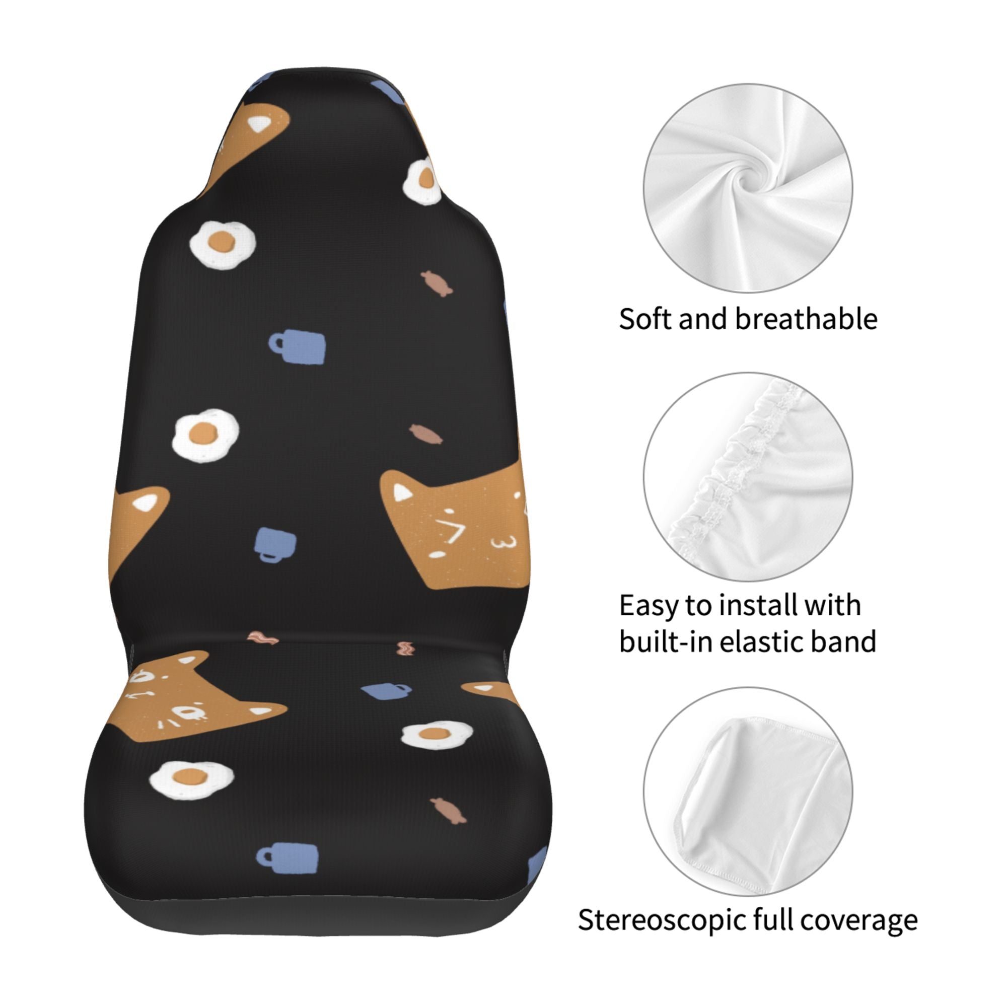 ZICANCN Car Seat Cover Cat Face Print Car Front Seat Covers Protectors ， Automotive Seat Covers for Cars Trucks Suv