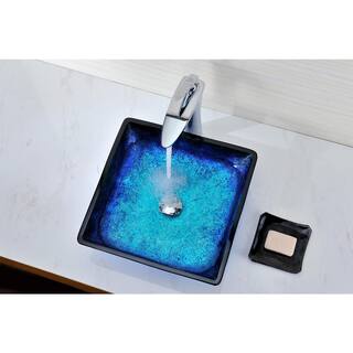 ANZZI Viace Series Deco-Glass Vessel Sink in Blazing Blue LS-AZ056