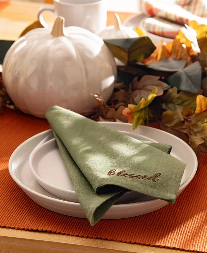 Elrene Harvest Sentiments Placemat and Napkin Value Set 8 Piece