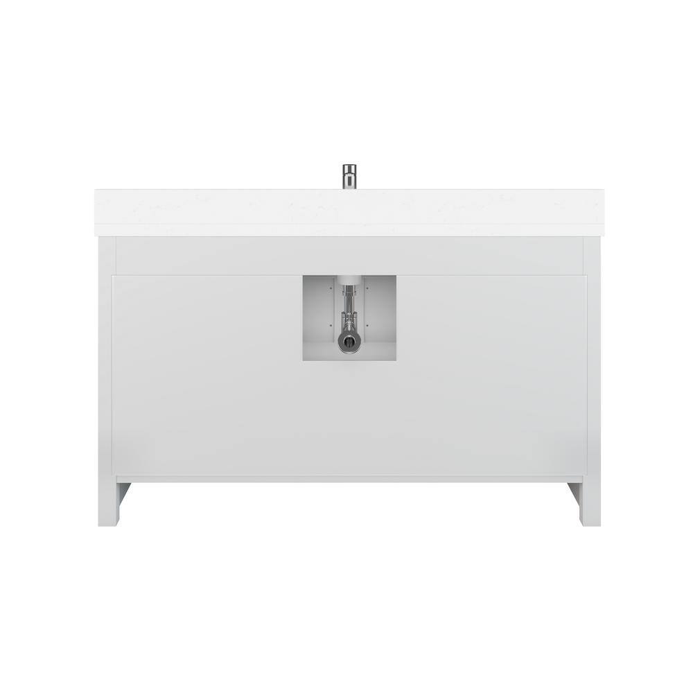 Studio Bathe Calais 60 in. Vanity in White with Solid Surface Vanity Top CALAIS 60 WH-SSC