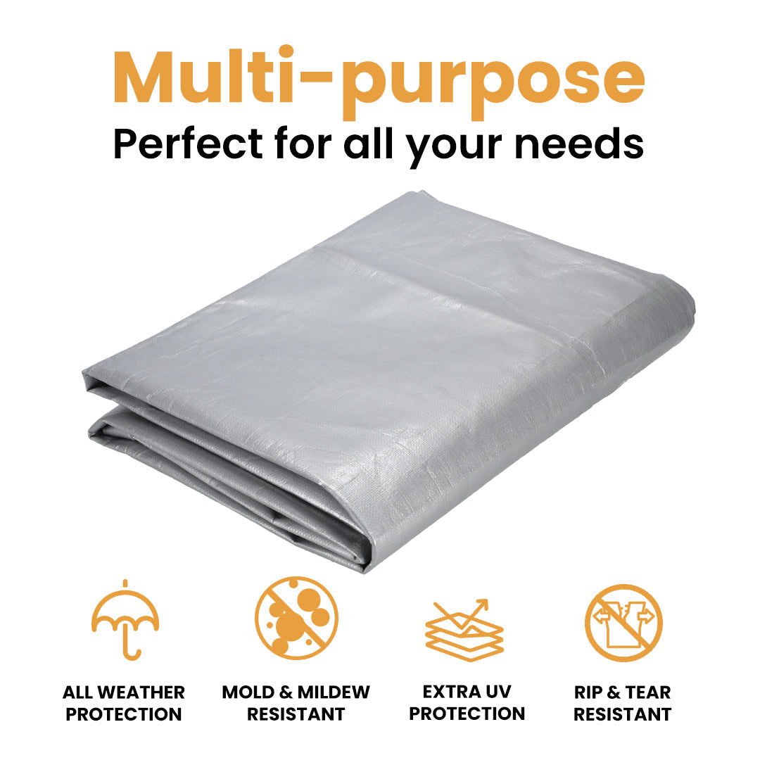 WHITEDUCK 6' x 8' Super Heavy Duty Poly Tarp Thick 16 Mil, Waterproof 100% UV Resistant Rip/Tear Proof Tarp w/Rustproof Grommets & Reinforced Edges (Silver Black)