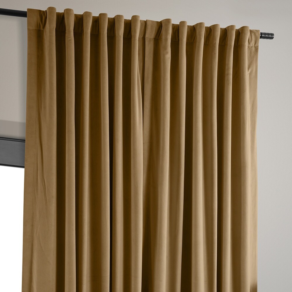 Exclusive Fabrics Signature Extra Wide Amber Gold Velvet Blackout Curtain (1 Panel)   Luxurious Blackout Drapery
