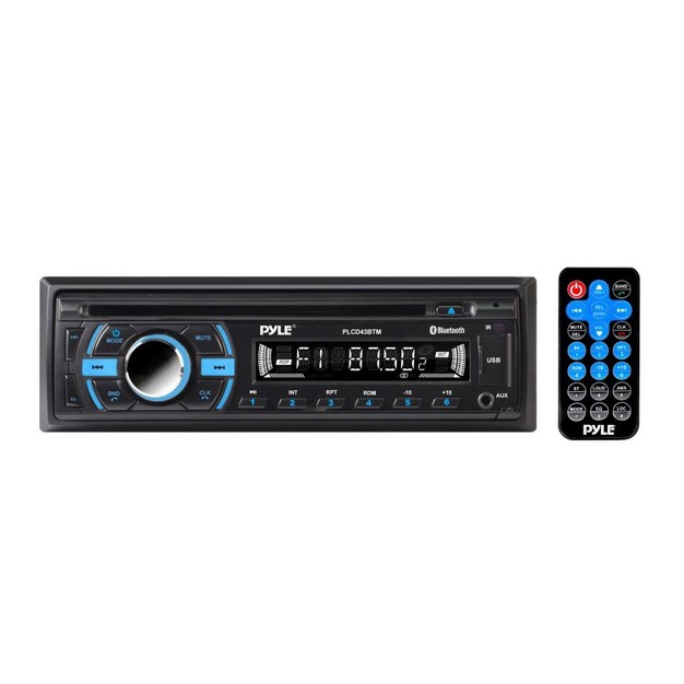 Pyle Plcd43btm Single Din Marine Bluetooth Receiver Stereo System And Cd Player With Remote Control Hands Free Calling And Detachable Face Black