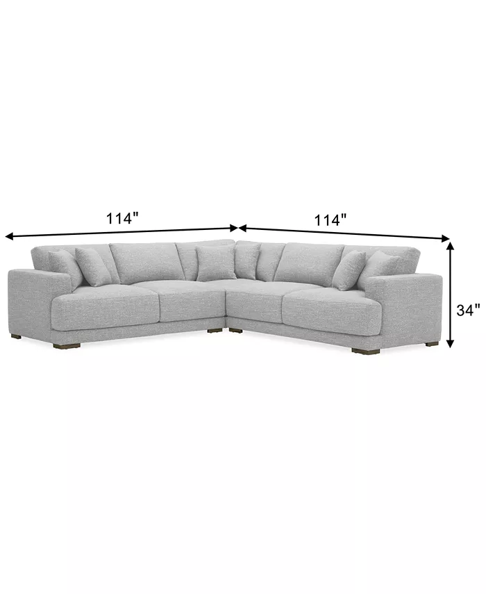 Furniture Vasher 114 3-Pc. Fabric Sectional Sofa