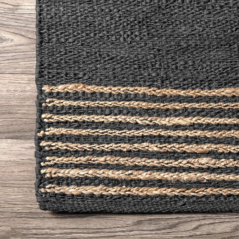 nuLoom Hand Braided Jute Leather Kelli Area Rug