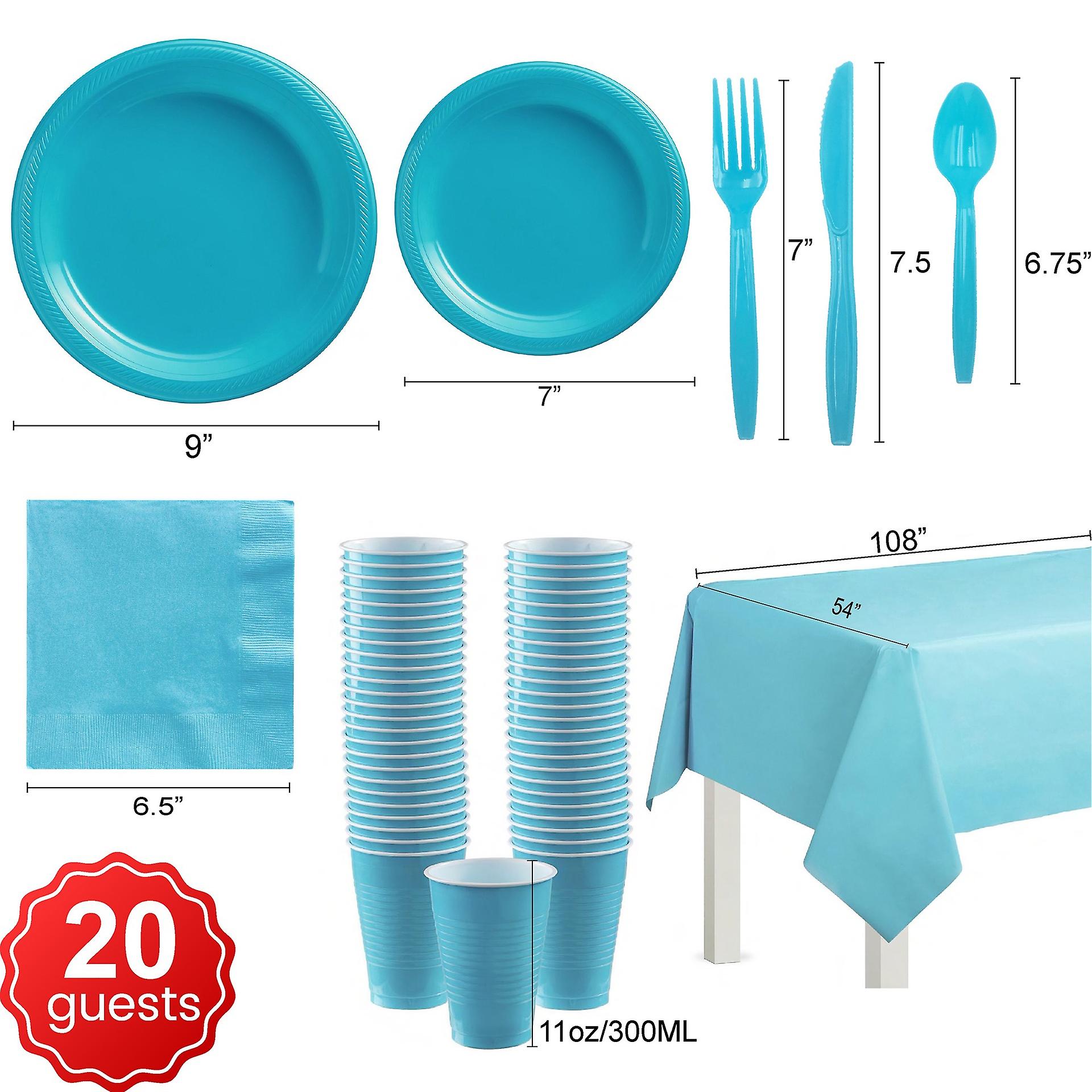 Disposable Plastic Dinnerware Set 20 Guest - Fancy Napkins， Wedding Or Party Of 20