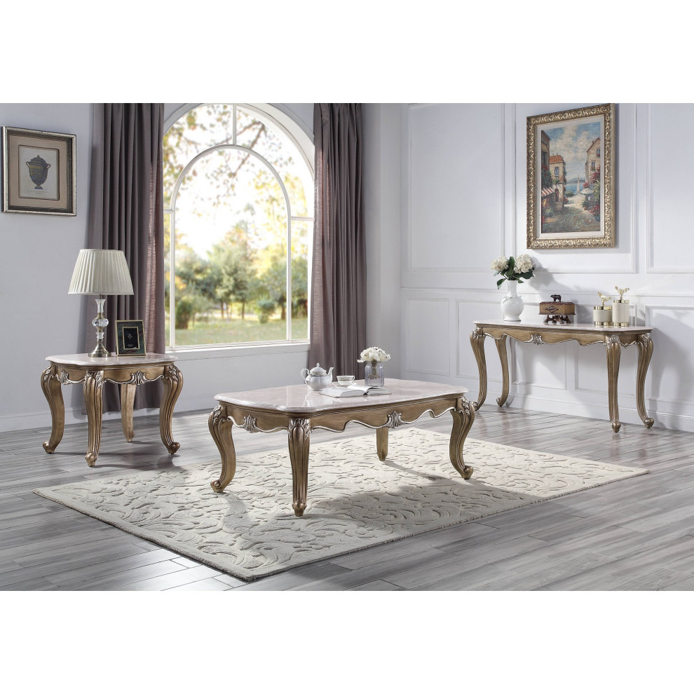 Classic Retro Coffee Table  Ornamental Queen Anne Legs With Elegant Marble Top   Victorian   Coffee Tables   by Declusia  Houzz