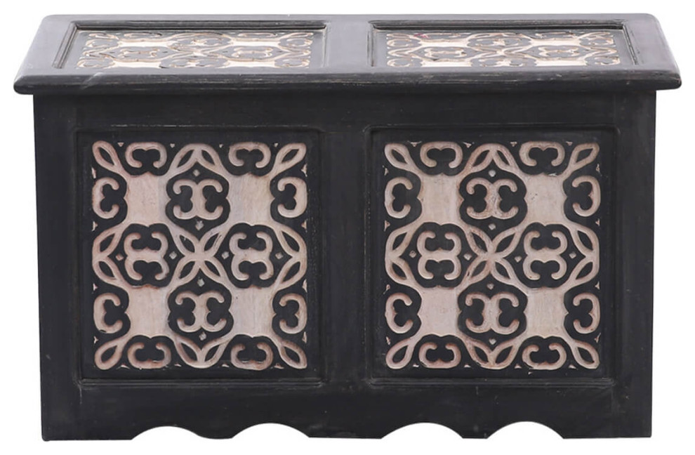 Veneto Solid Wood 2 Tone Vintage Storage Trunk with Lift Top   Transitional   Accent Chests And Cabinets   by Sierra Living Concepts Inc  Houzz