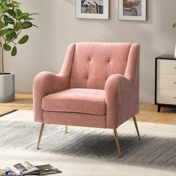 Hyperboreüs Upholstery Accent Armchair with Tufted Back by HULALA HOME