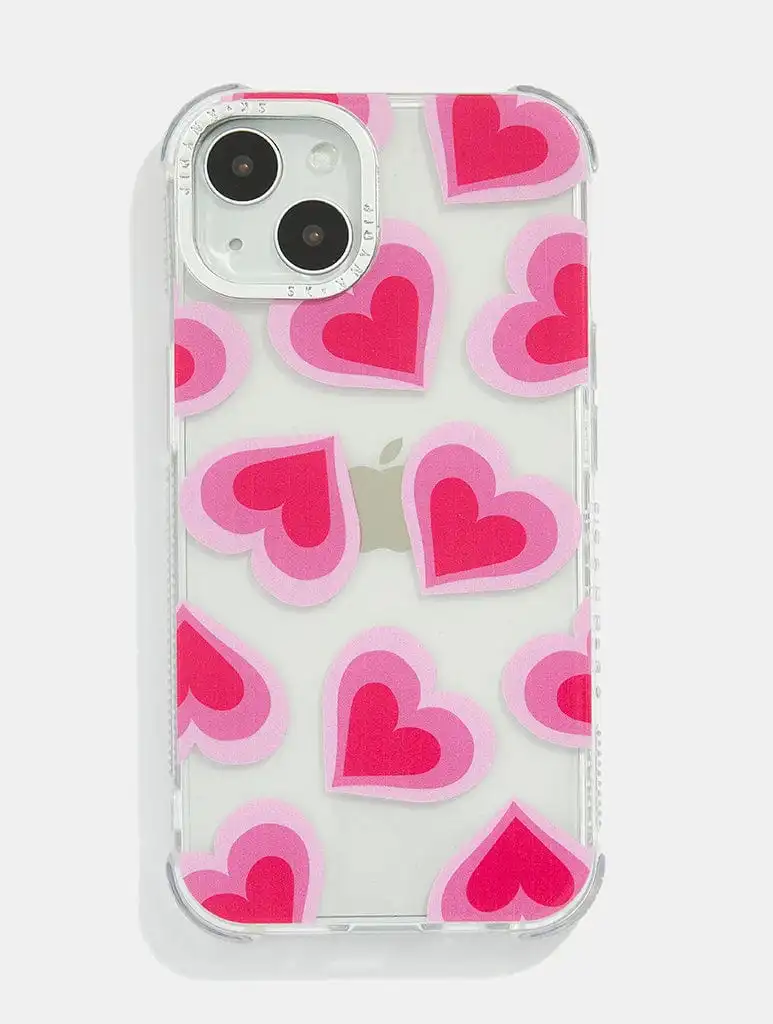 Pink Heart Print Shock iPhone Case