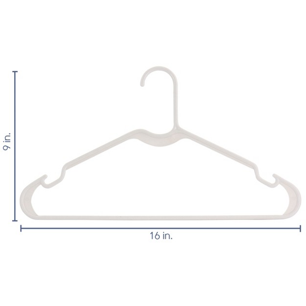 Elama Home 50 Piece Plastic Hanger Set With Notched Shoulders In White