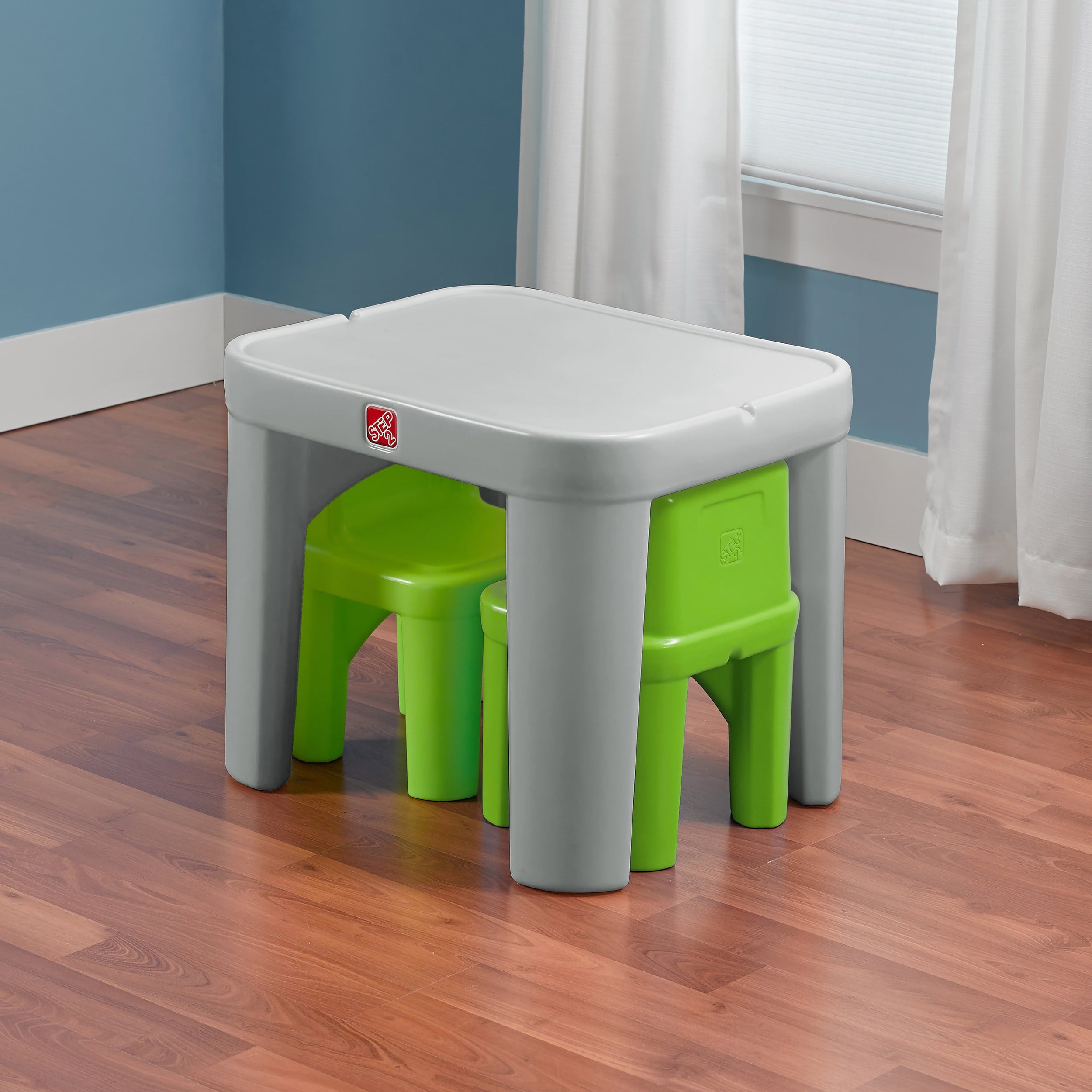 Step2 Mighty My Size Kids Plastic Table and Chairs Set, Gray