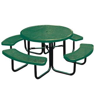 Portable Green Diamond Commercial Park Round Picnic Table LC5250-GREEN