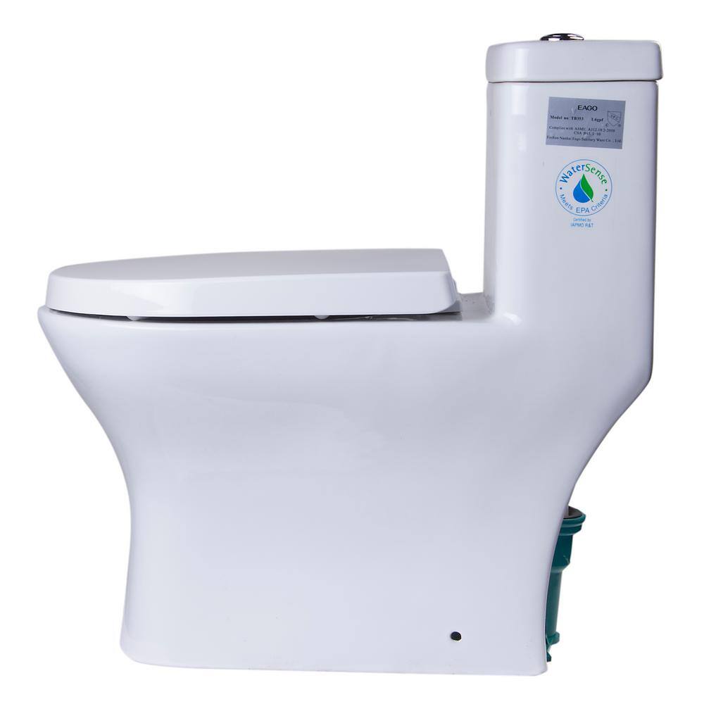 EAGO 1-Piece 0.81.6 GPF Dual Flush Elongated Toilet in White TB353