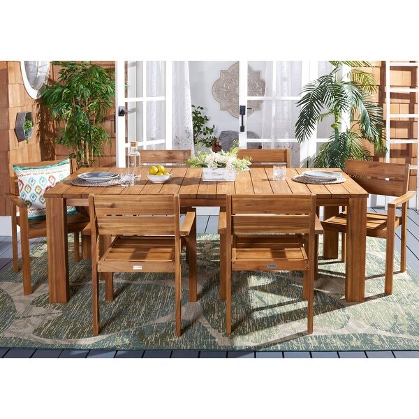 SAFAVIEH Outdoor Hestia Solid Wood 7Piece Dining Set