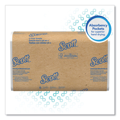 Scott Essential C-Fold Towels for Business， Absorbency Pockets， 10.13 x 13.15， White， 200/Pack， 12 Packs/Carton (01510)