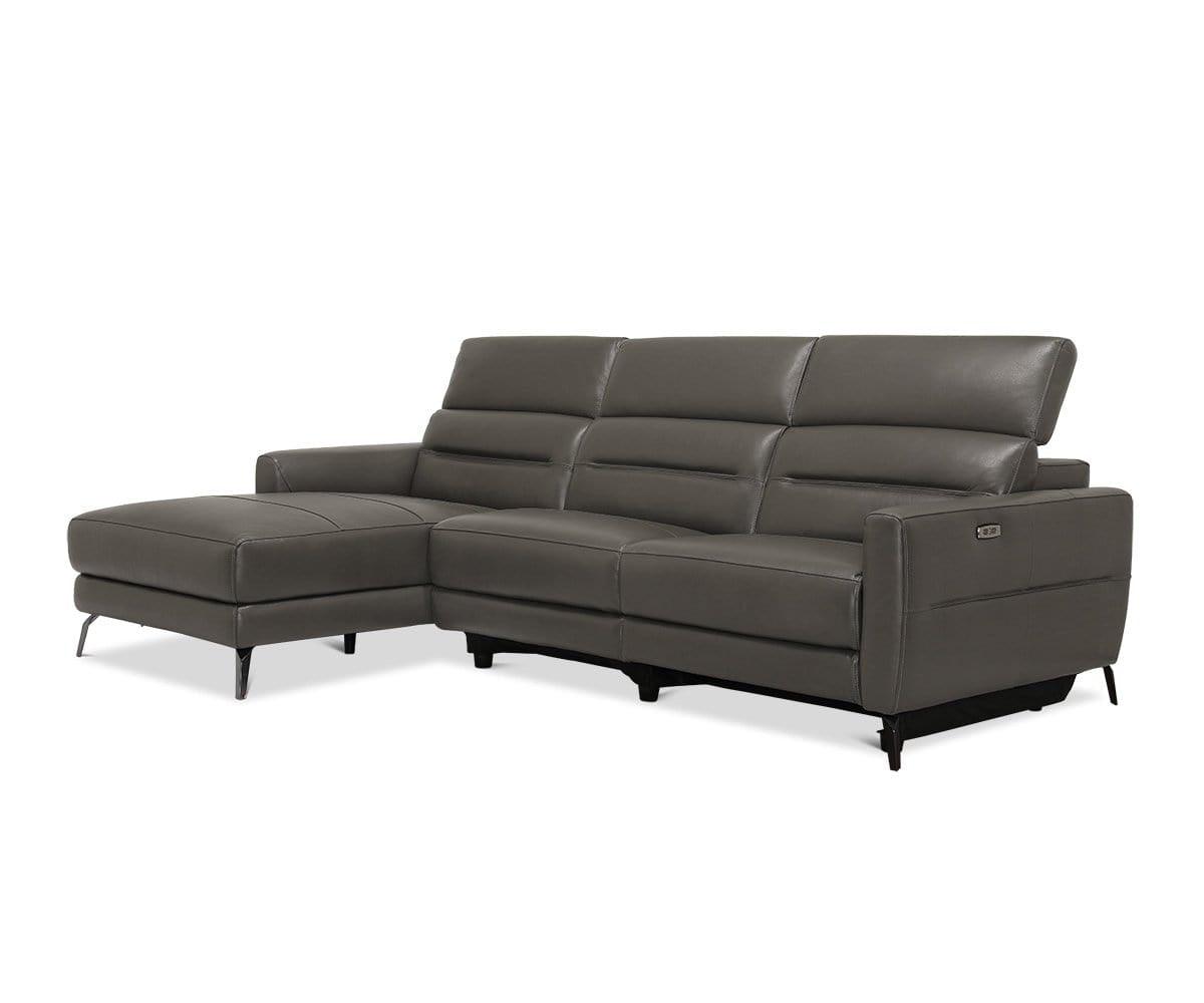 Vetali Leather Power Reclining Left Sectional