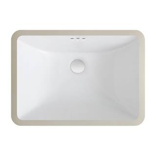 KRAUS Elavo Large Rectangular Ceramic Undermount Bathroom Sink in White with Overflow KCU-251