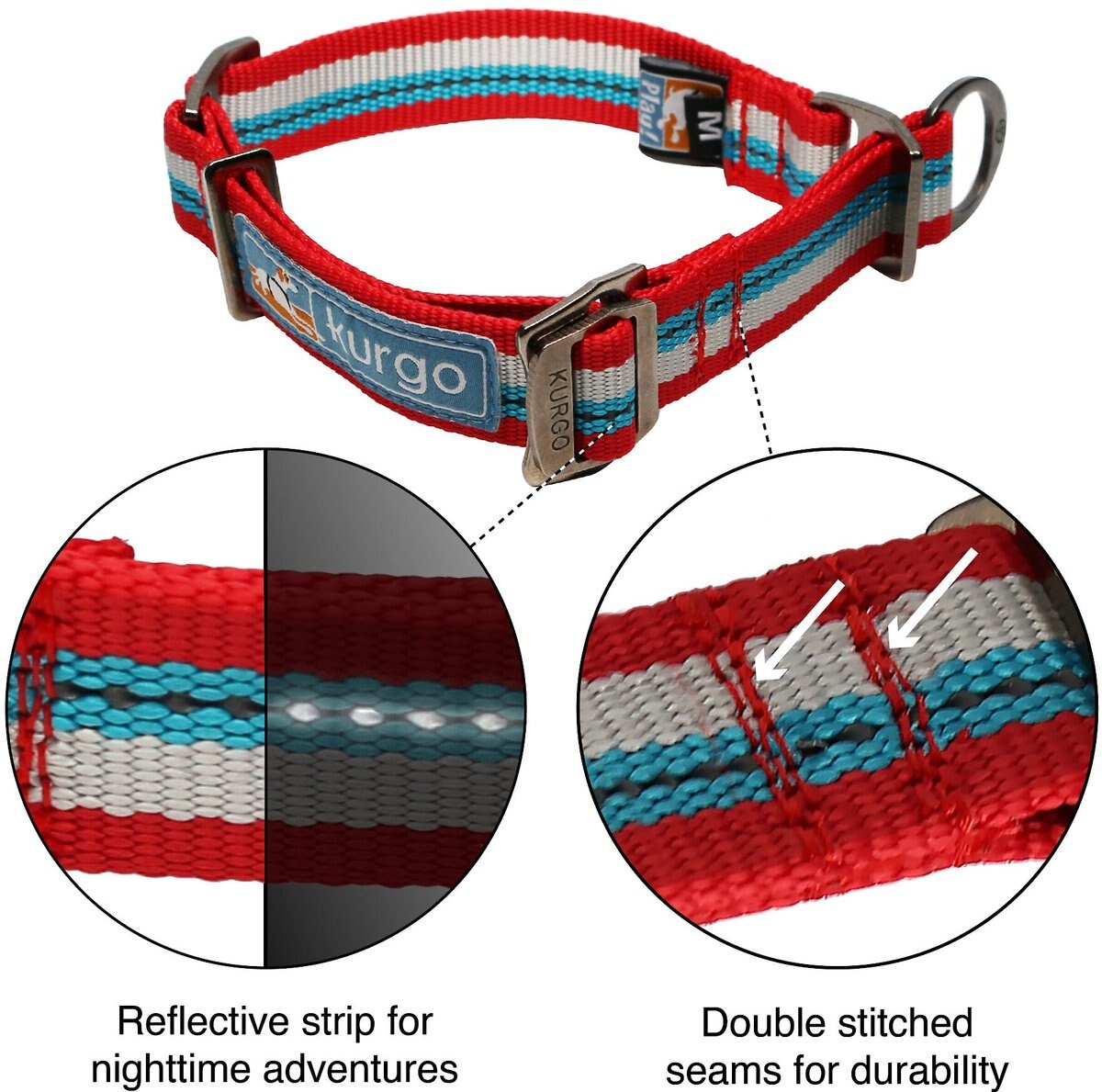 Kurgo Walk About Limited Slip Dog Collar， Multi-color