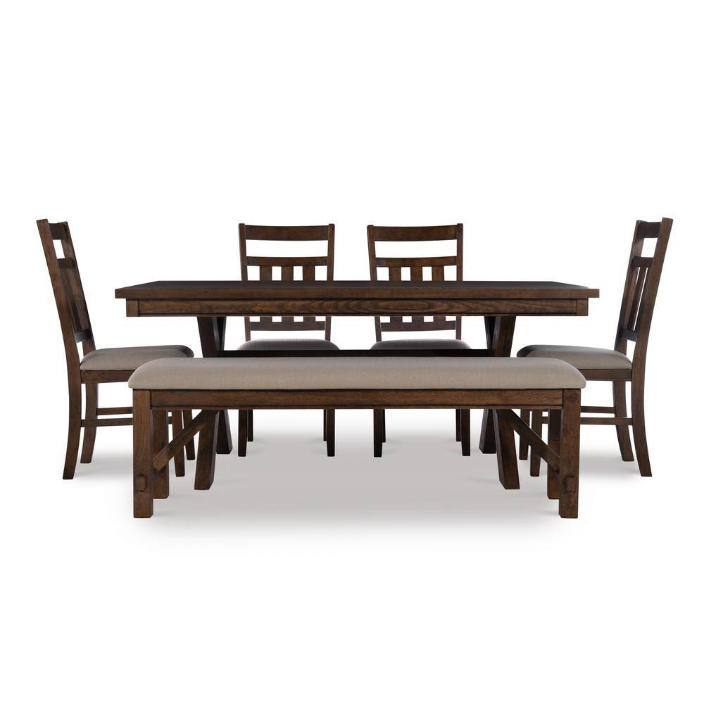 Powell Company Krause Rustic Umber Brown with Ash Veneer 6-Piece Dining Set HD1432D619