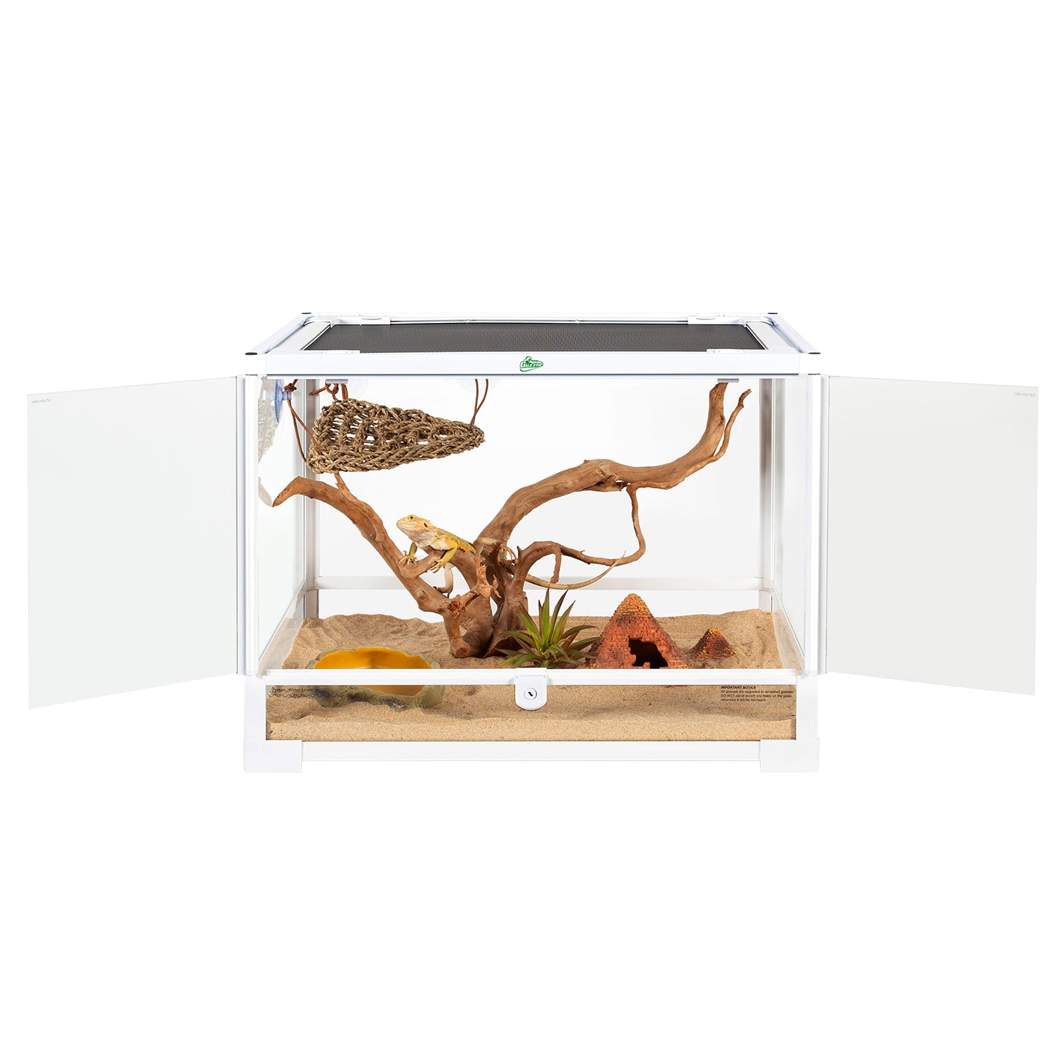 GUZZLO  Front Double Door Opening White Glass Terrarium-24 Gallon