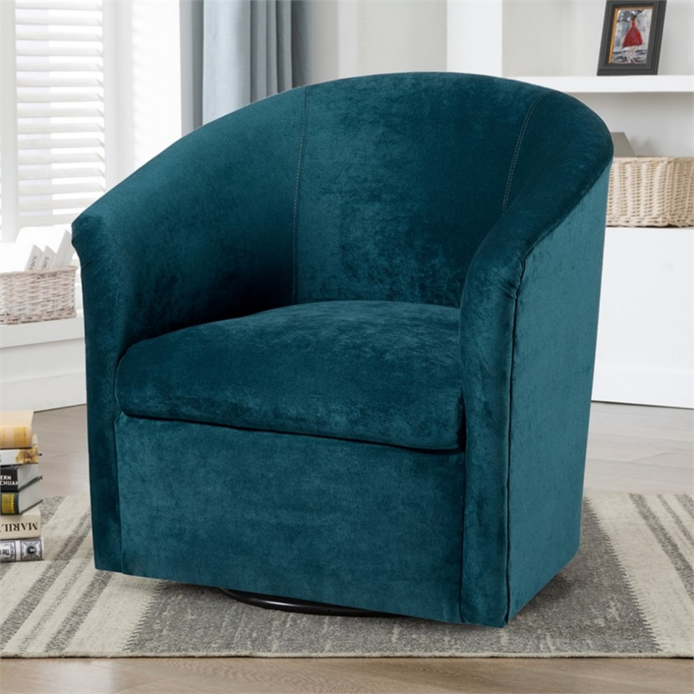 Home Square Microfiber Swivel Accent Chair in Ocean Blue   Set of 2   Contemporary   Armchairs And Accent Chairs   by Homesquare  Houzz