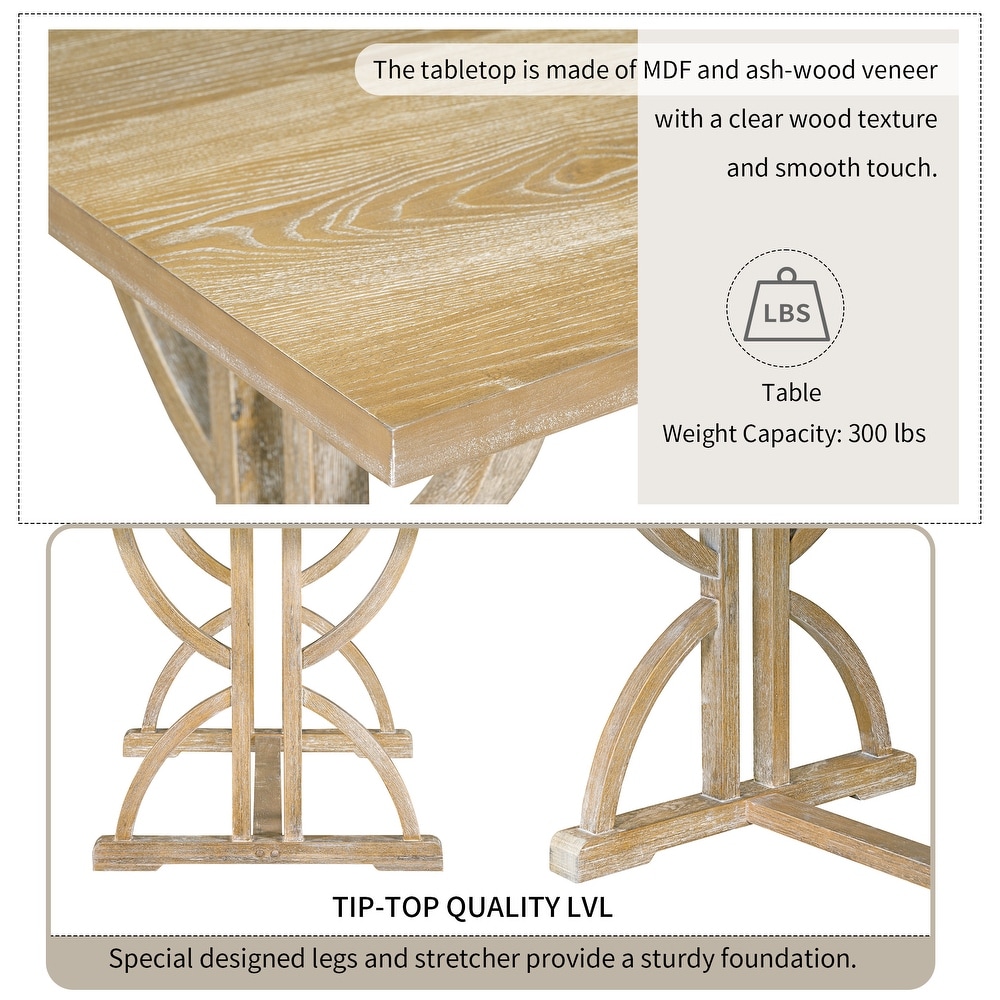 6 Piece Rectangular Dining Table Set with Unique Legs  4 Upholstered Chairs and 1 Bench